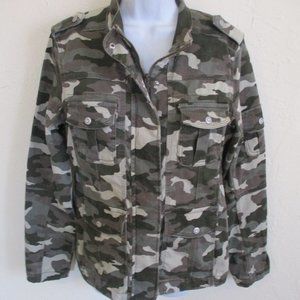 Kensie Jeans Camo Jacket Size Medium Military Style Stretch